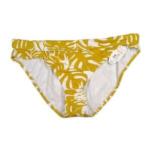 New Mynah Artistic Bloom Yellow White Floral High Waisted Bikini Bottom Size XL